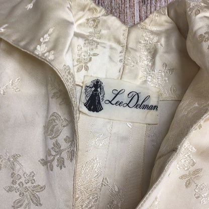 Vintage Lee Delman Long Sleeve Collared Embroidered Wedding Dress Size XS (approx.)