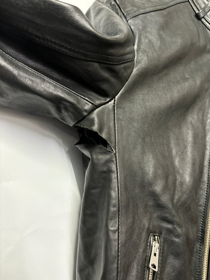 AllSaints Black Leather Cora Jacket Medium