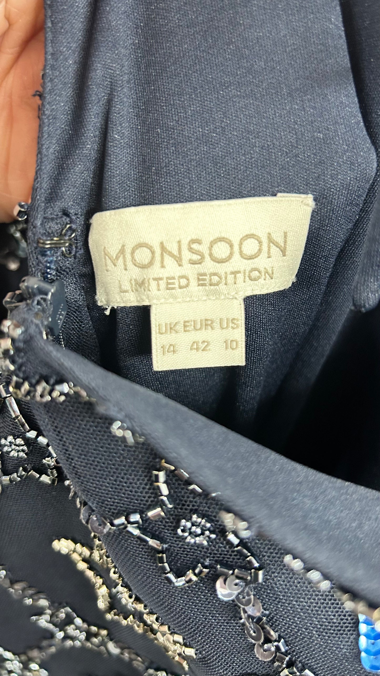 BNWT Monsoon Navy Dress size 14