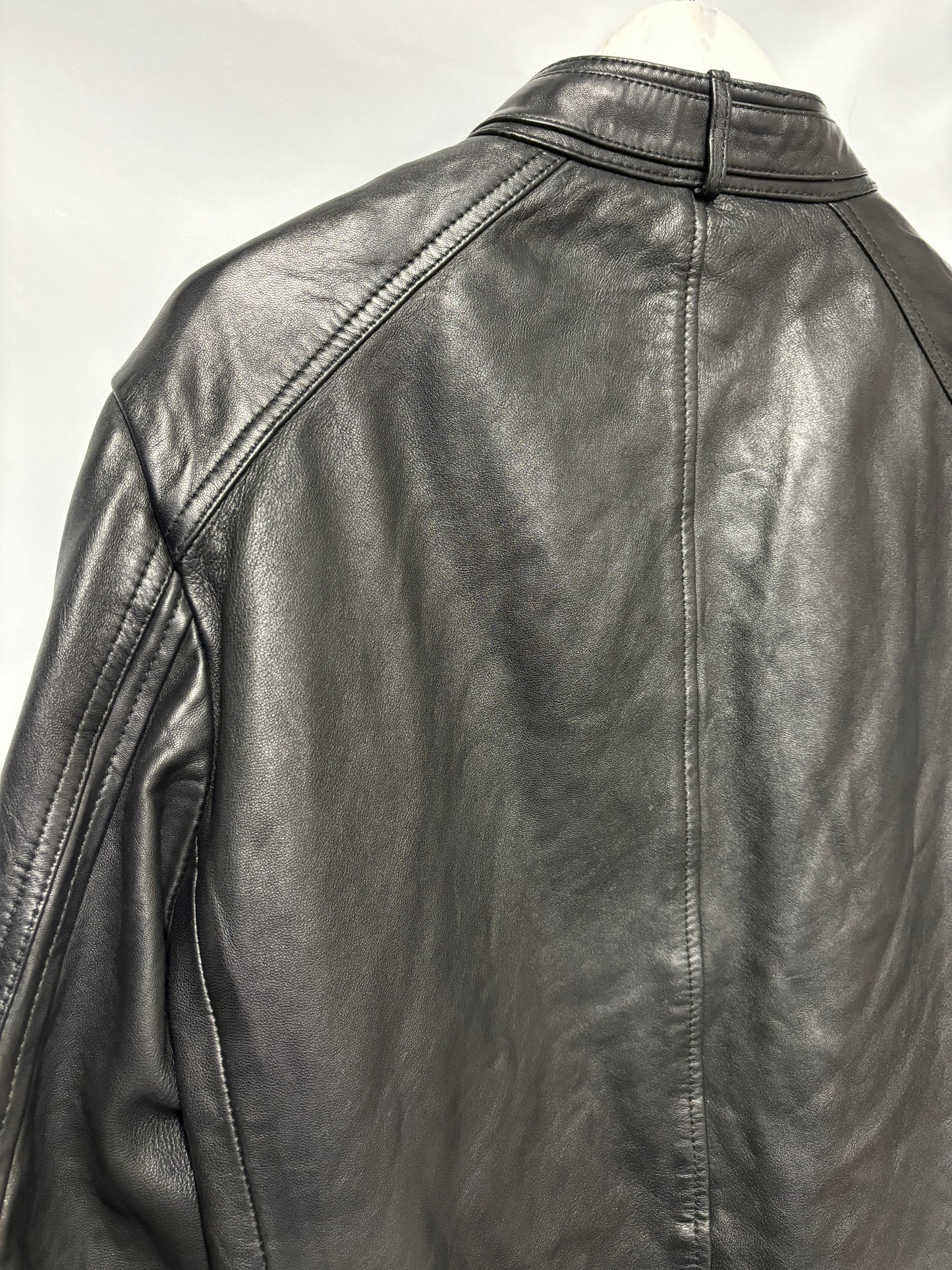 AllSaints Black Leather Cora Jacket Medium