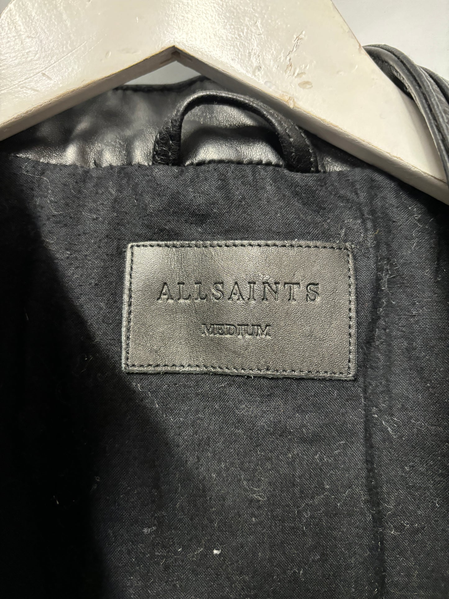 AllSaints Black Leather Cora Jacket Medium