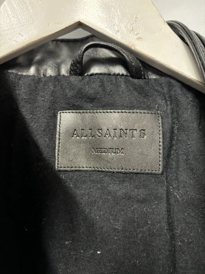 AllSaints Black Leather Cora Jacket Medium