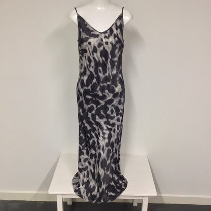 Mint Velvet Grey Animal Print Slip Dress Size M