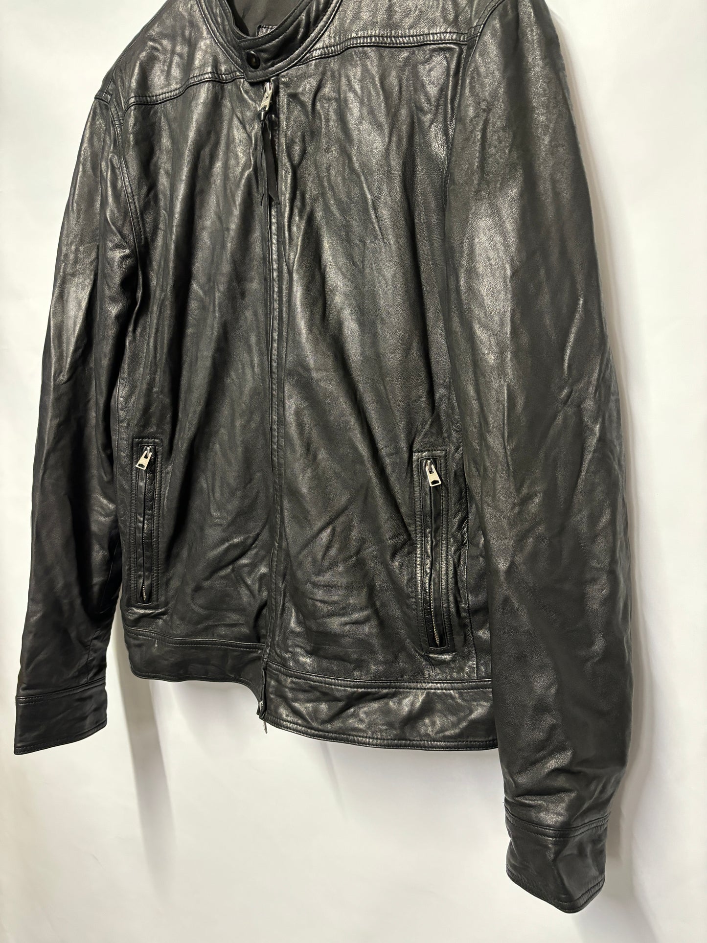 AllSaints Black Leather Colt Jacket Large