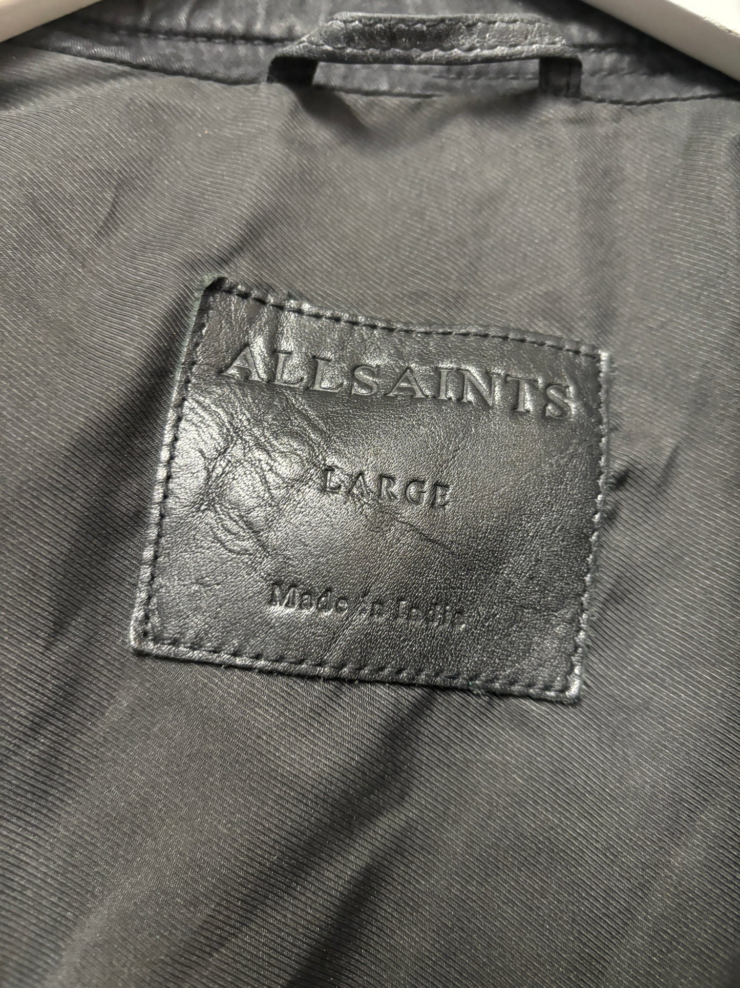 AllSaints Black Leather Colt Jacket Large