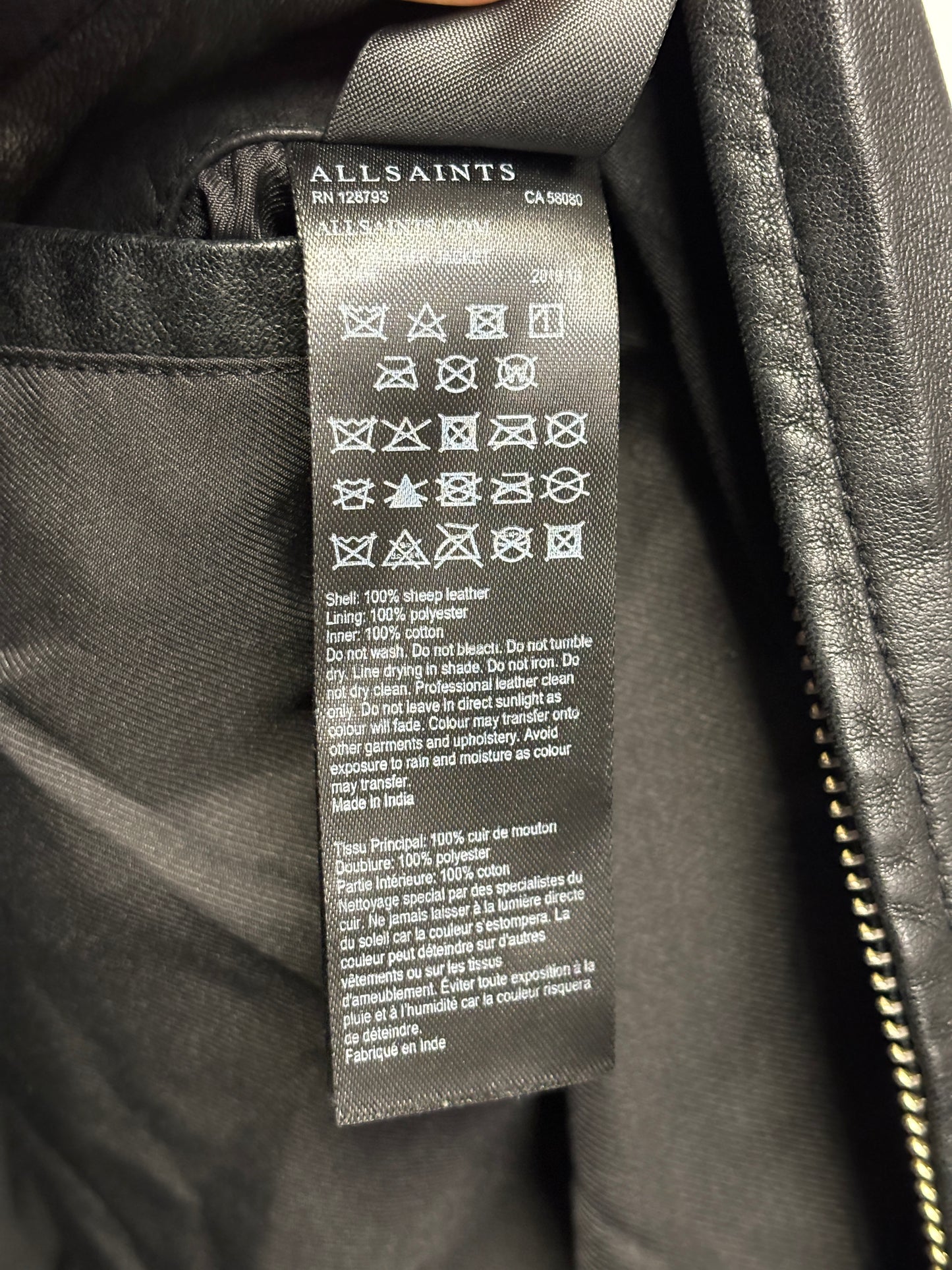 AllSaints Black Leather Colt Jacket Large