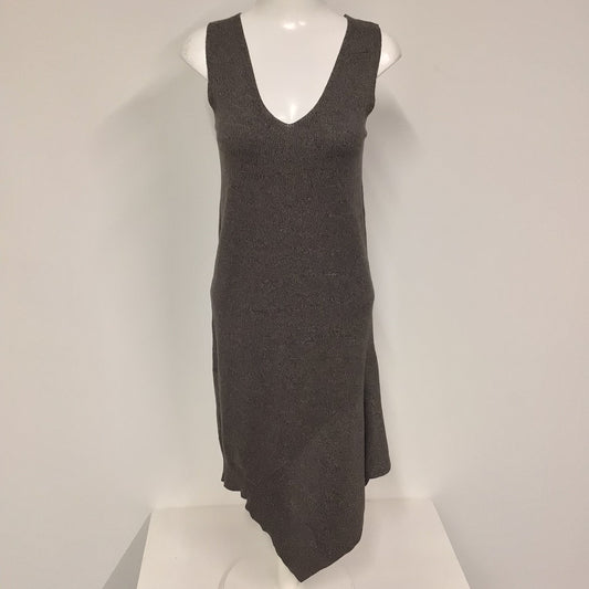 AllSaints Grey Brown Asymmetric Sleeveless Jumper Dress Size M