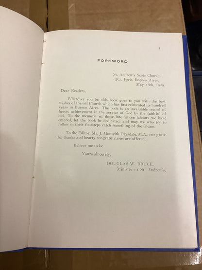 A Hundred years In Buenos Aires 1829 - 1929 St Andrew's Scots Church