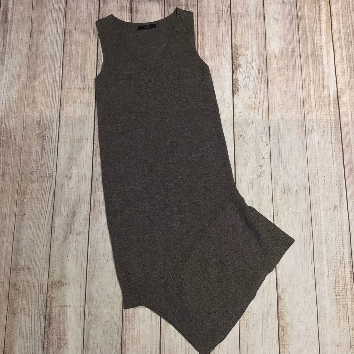 AllSaints Grey Brown Asymmetric Sleeveless Jumper Dress Size M