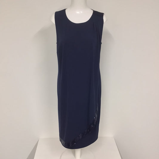 David Emanuel Navy Blue Dress w/Sequin Detail Size 14