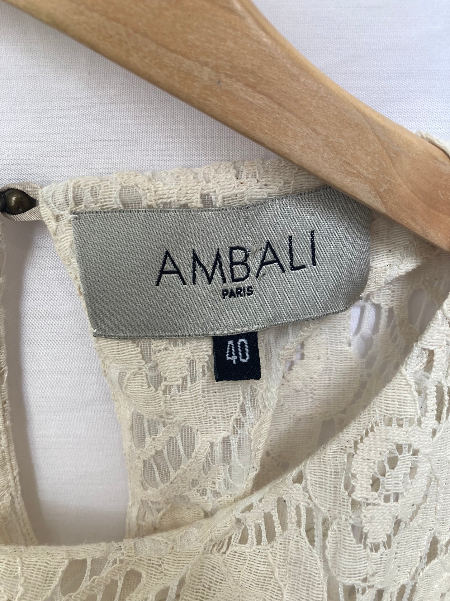 AMBALI Paris Cream Lace Blouse Size 12