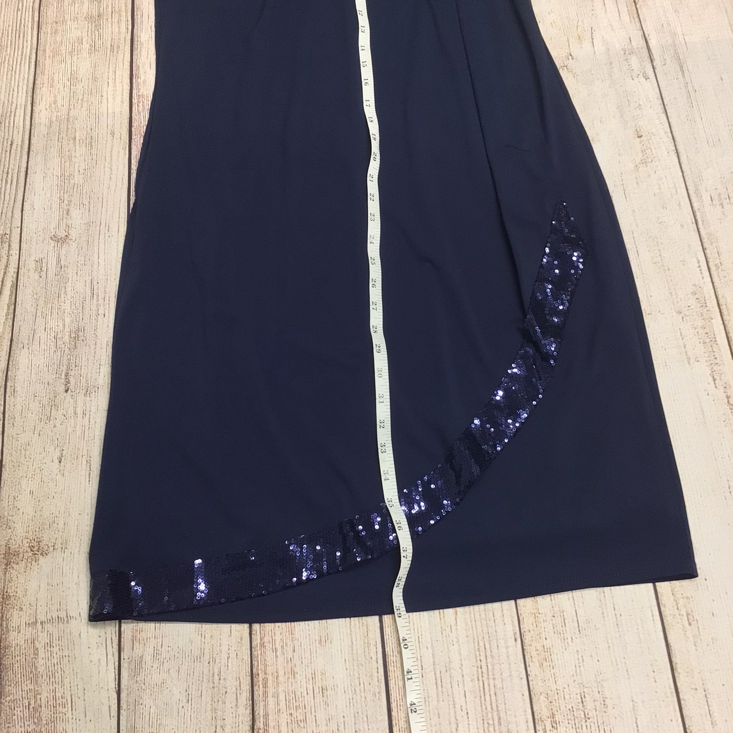 David Emanuel Navy Blue Dress w/Sequin Detail Size 14