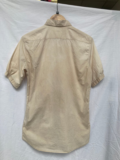 MIU MIU, Beige Short Sleeve Blouse, 100% Cotton, Size 12