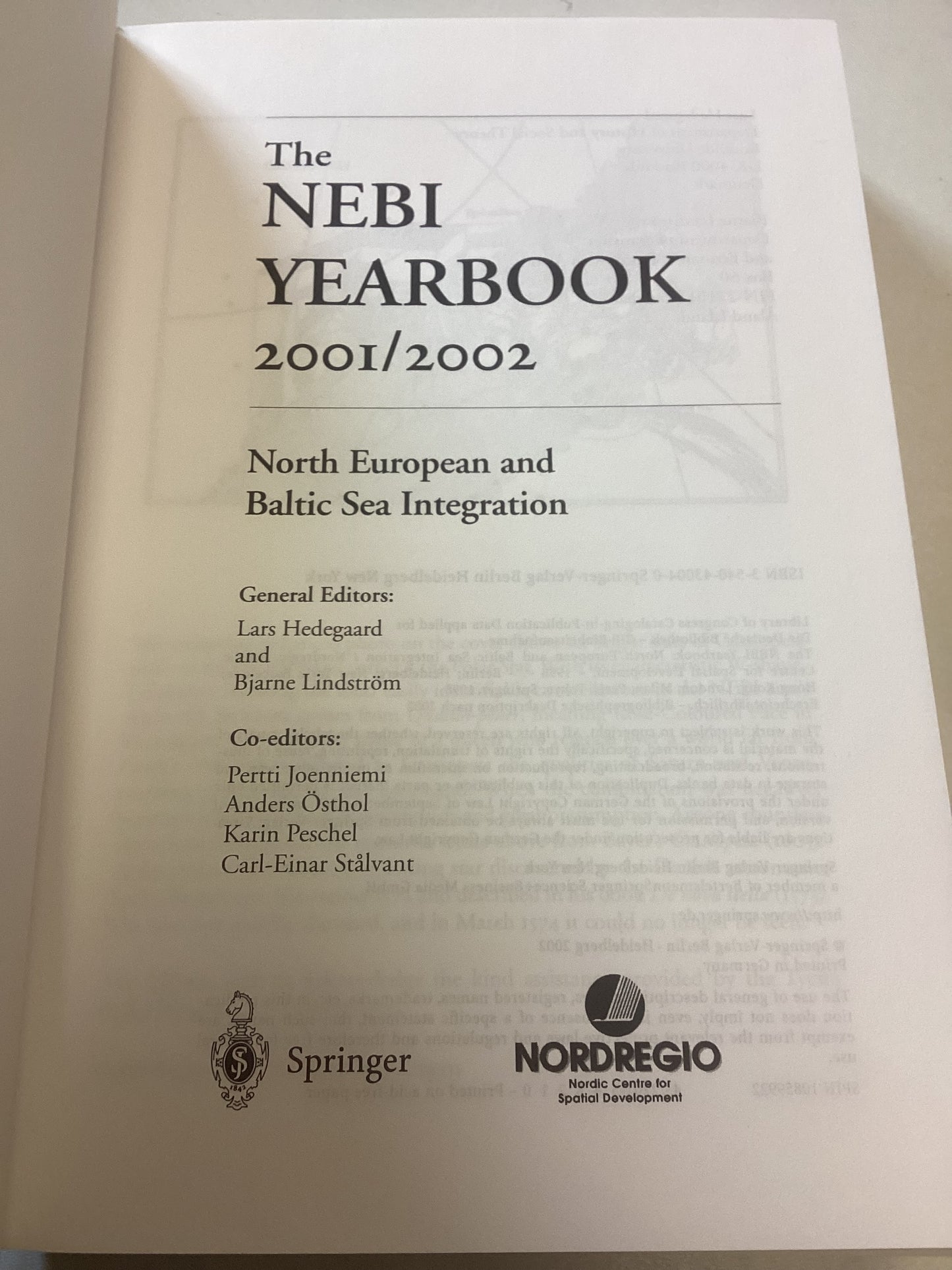 The NEBI Yearbook 2001/2002 North European and Baltic Sea Integration