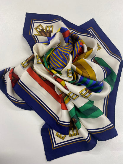 Hermes Vintage Silk Les Sangles Belts Scarf 1985 J Metz