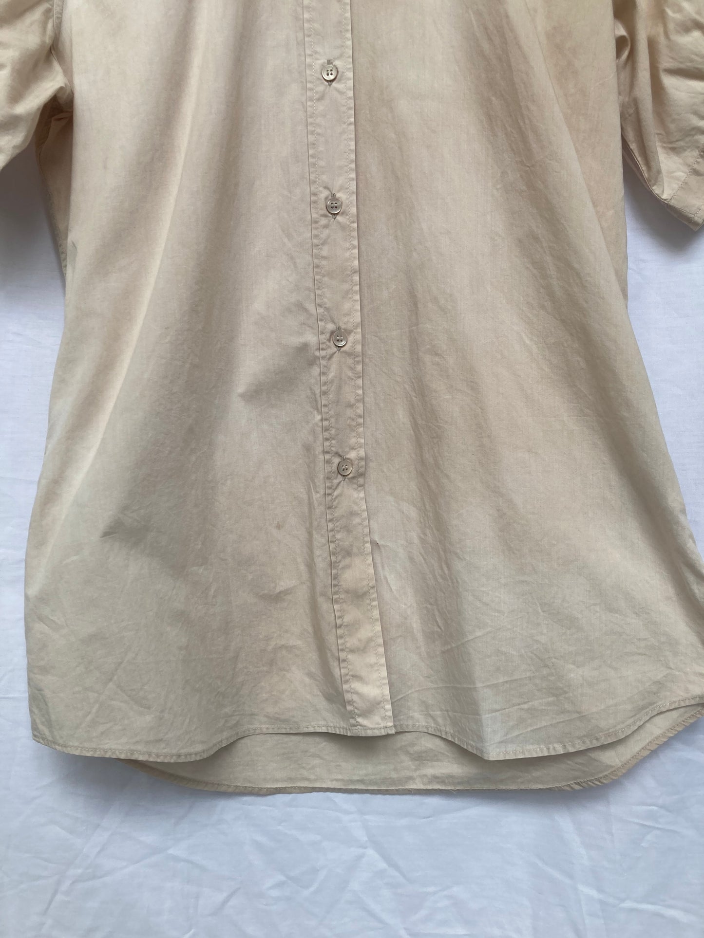 MIU MIU, Beige Short Sleeve Blouse, 100% Cotton, Size 12