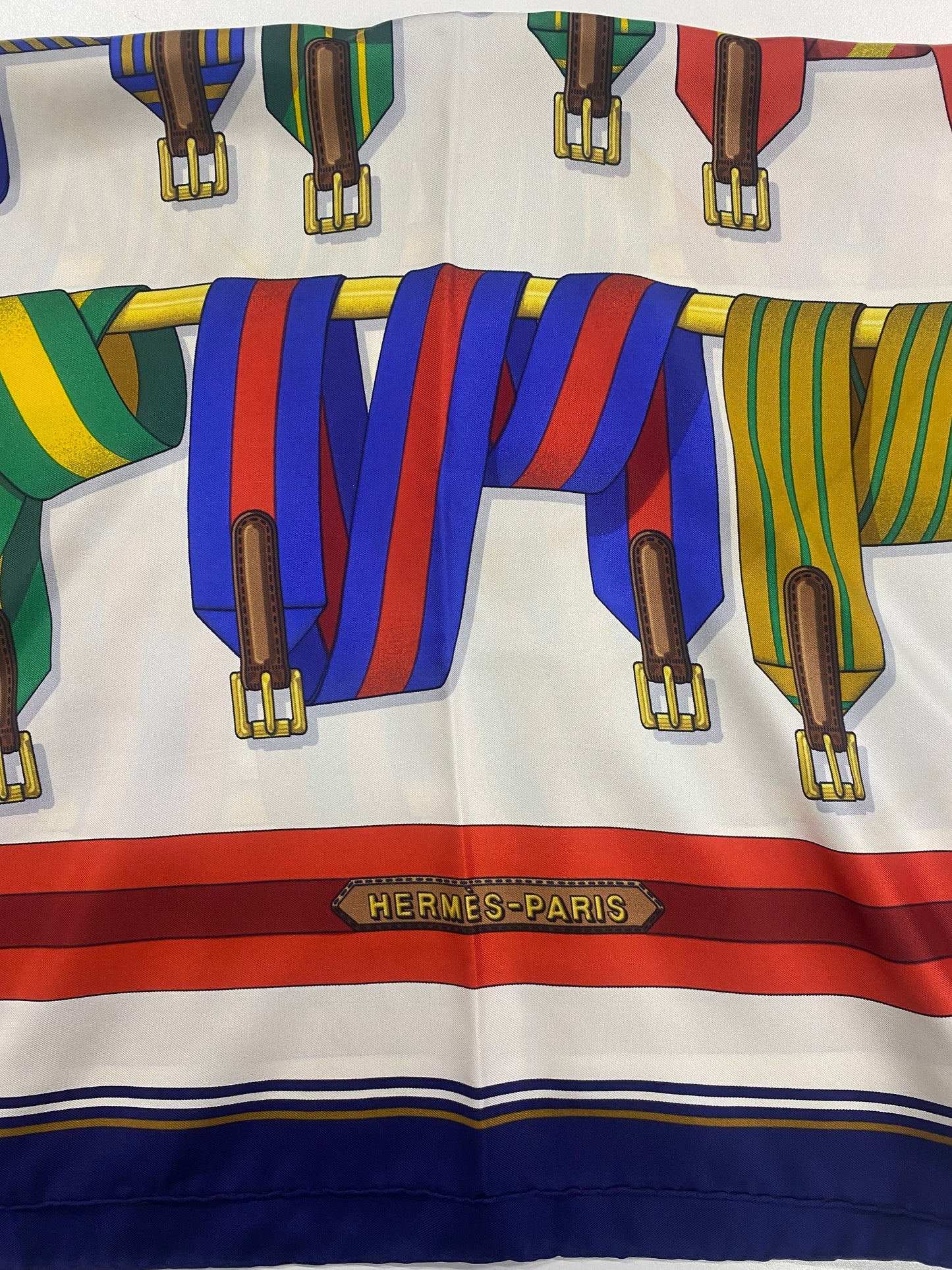 Hermes Vintage Silk Les Sangles Belts Scarf 1985 J Metz