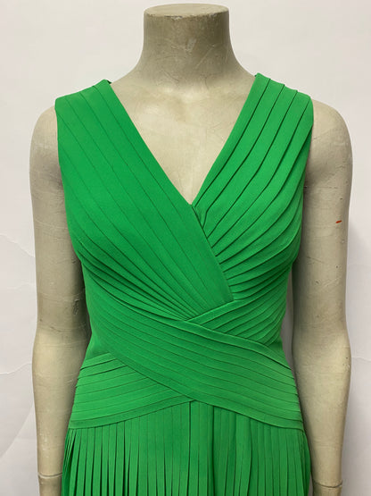 Ted Baker Green Sleeveless Pleated Flowy Midi Dress 8