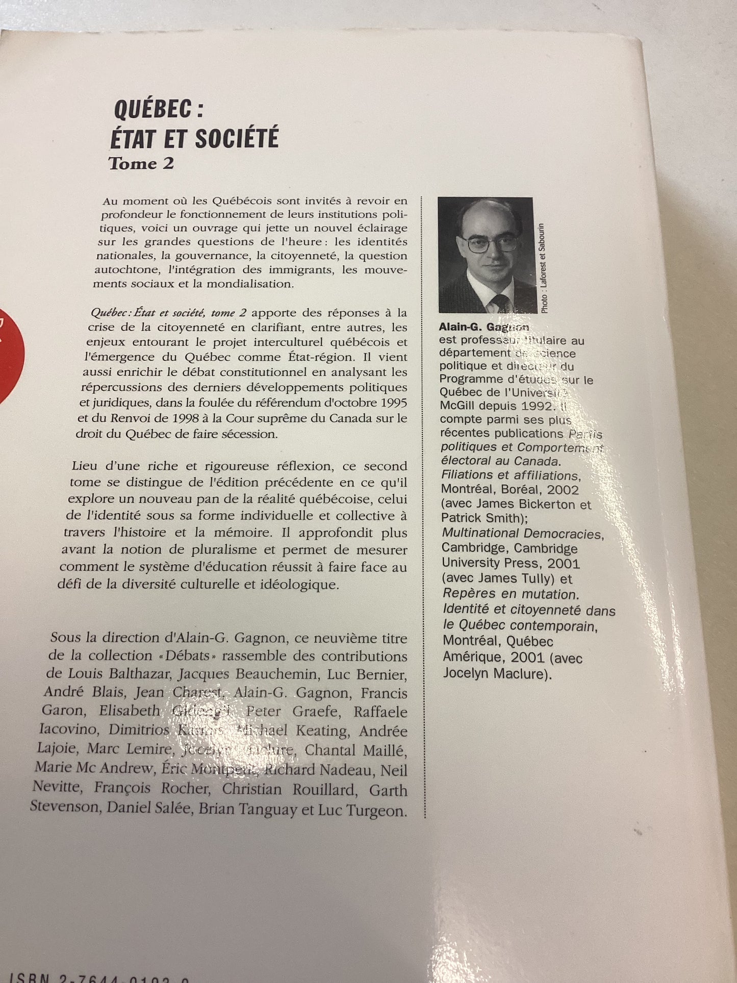 Quebec:Etat Et Societe Tome 2 Alain-G Gagnon