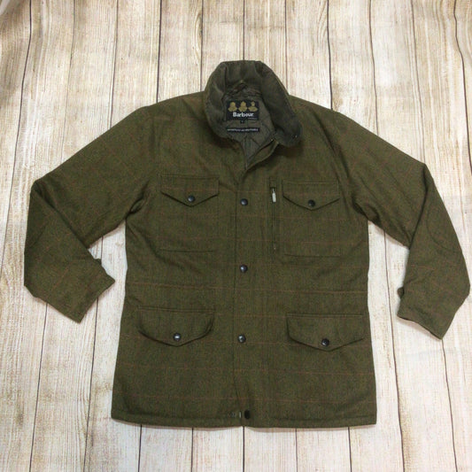 Barbour Green Herringbone Over Check Sapper Jacket Size L