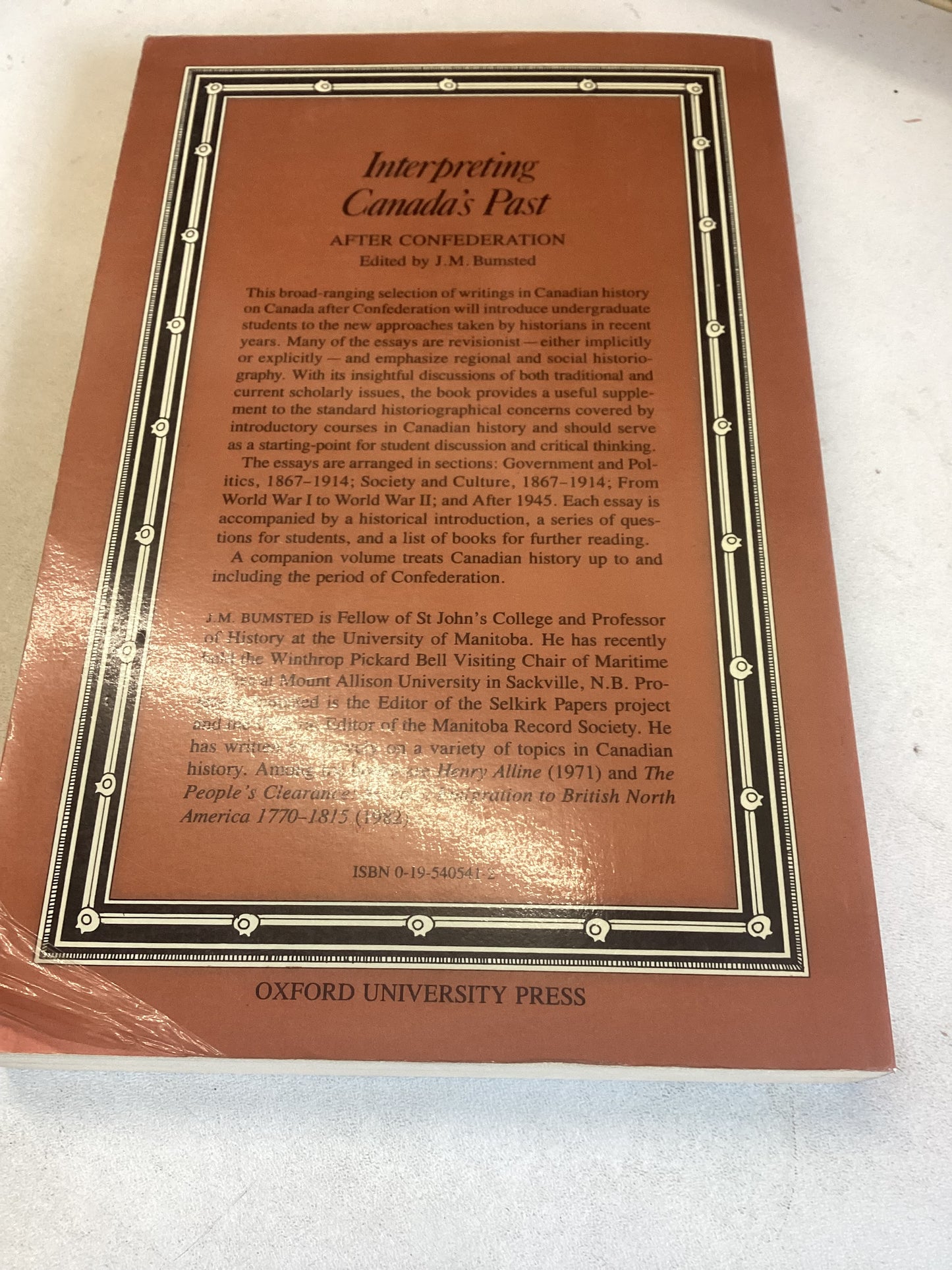 Interpreting Canada's Past Volume 11 After Confederation Edited by J M Bumsted