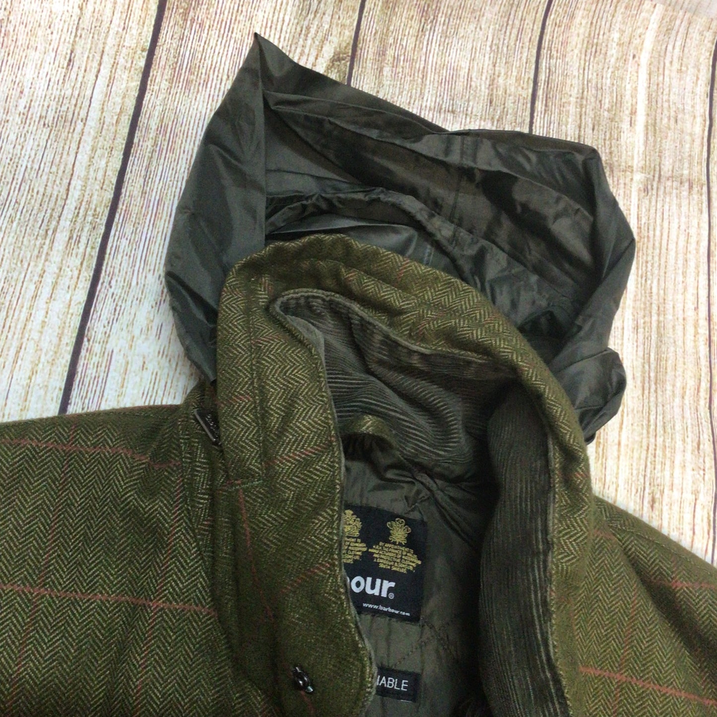 Barbour Green Herringbone Over Check Sapper Jacket Size L