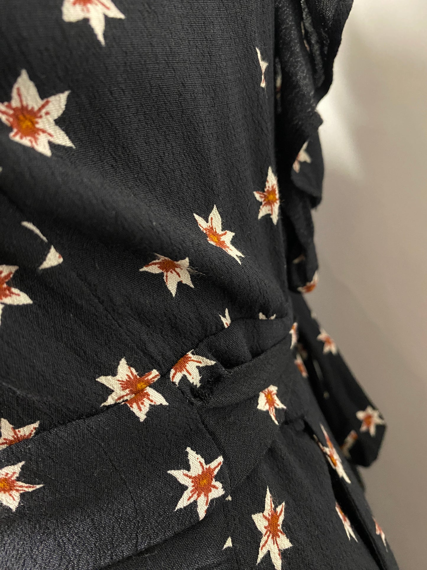 & Other Stories Black Floral Print Ruffle Midi Dress 6