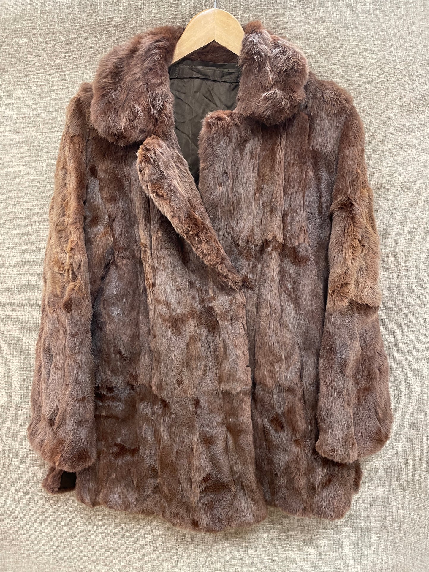 Vintage Brown Faux Fur Jacket Coat Medium
