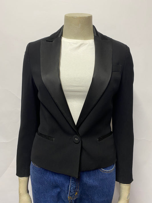 Sisley Black Tuxedo Style Cropped Blazer 10