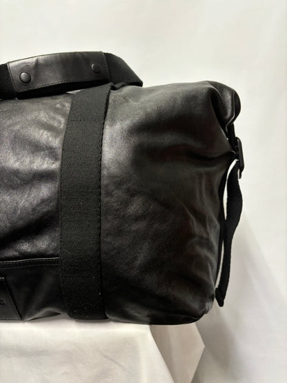 AllSaints Black Leather Mito Weekender Bag