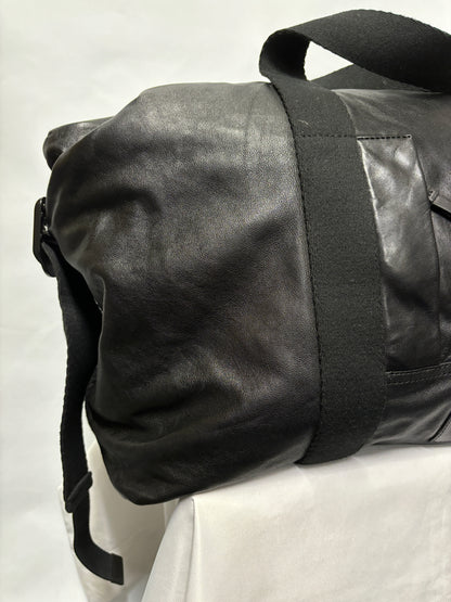 AllSaints Black Leather Mito Weekender Bag