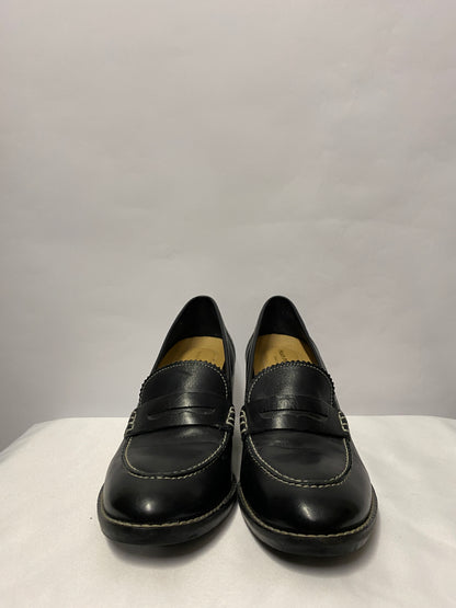 Hush Puppies Bounce Black Leather Penny Loafer Heel 6