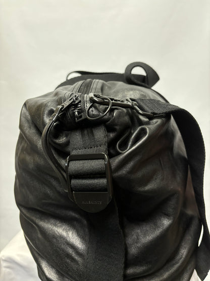 AllSaints Black Leather Mito Weekender Bag