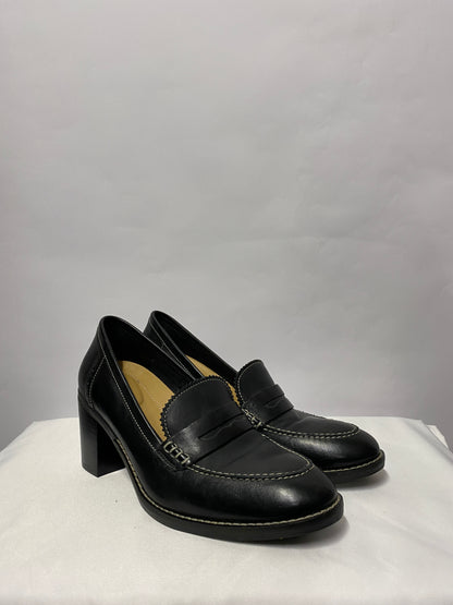 Hush Puppies Bounce Black Leather Penny Loafer Heel 6