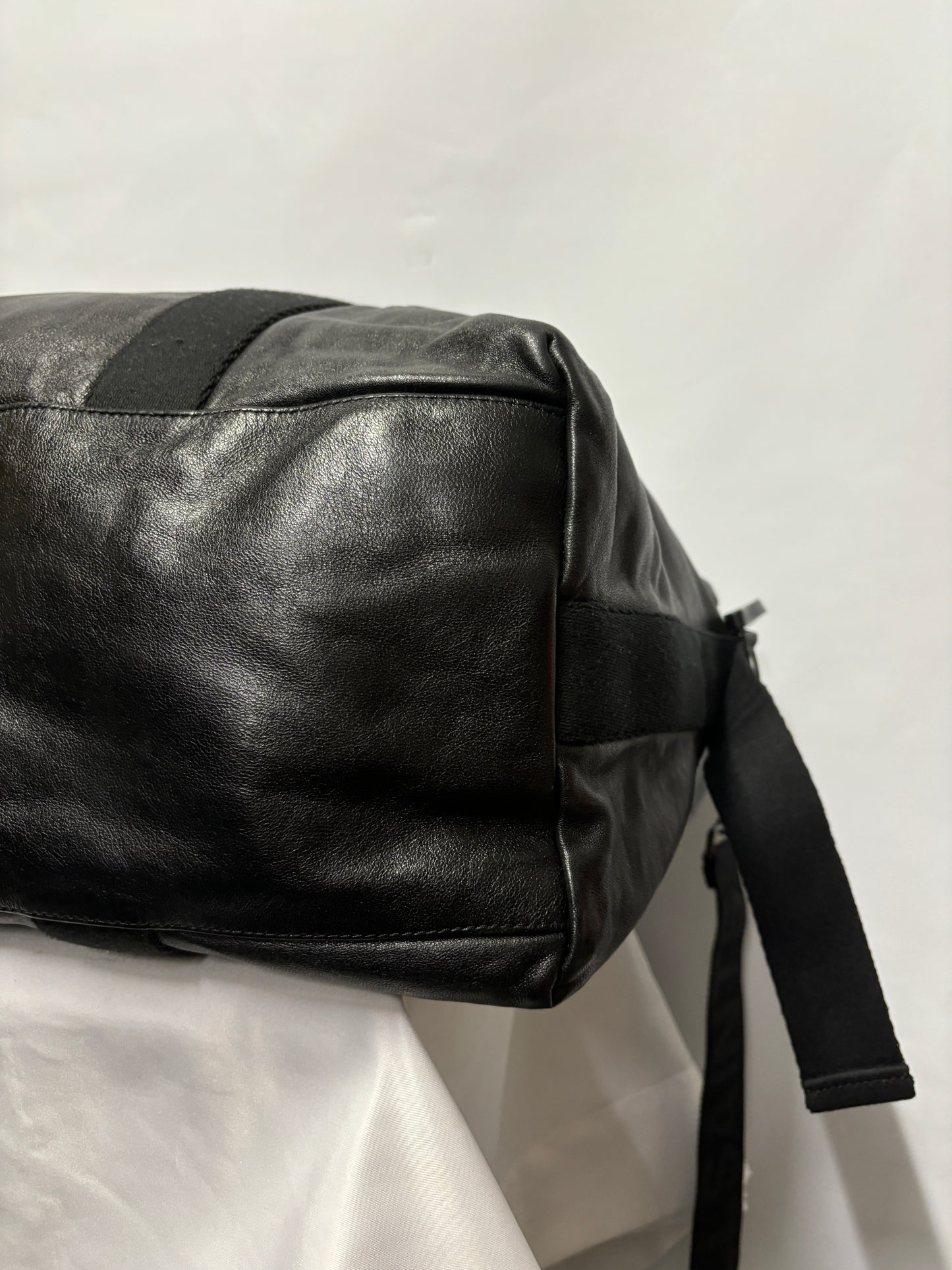 AllSaints Black Leather Mito Weekender Bag