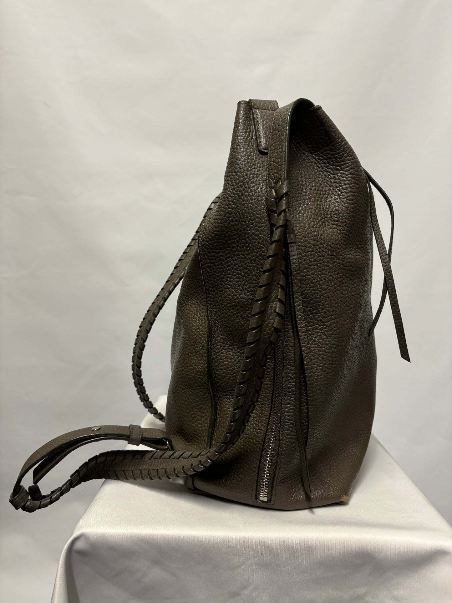 AllSaints Grey Full Grain Leather Kita Backpack