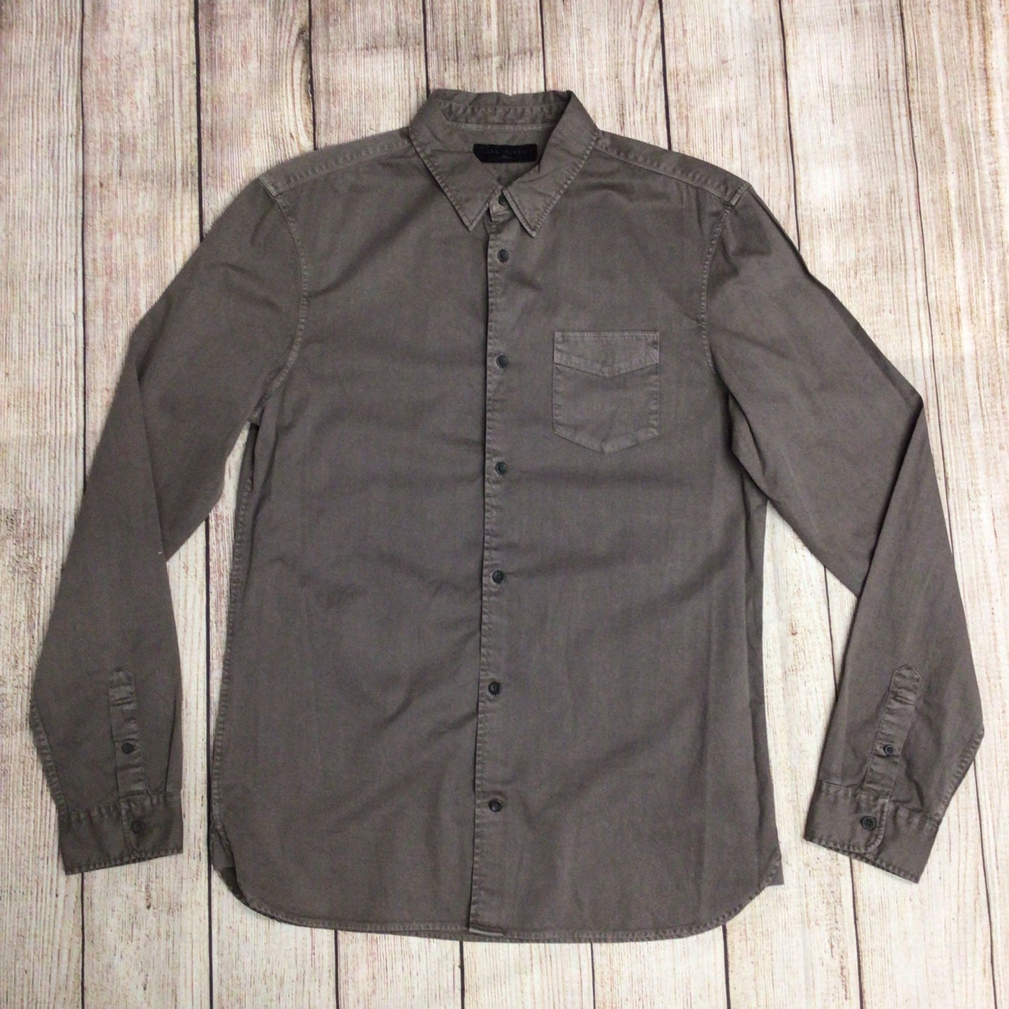 AllSaints Grey Dilla Long Sleeve Shirt Size M