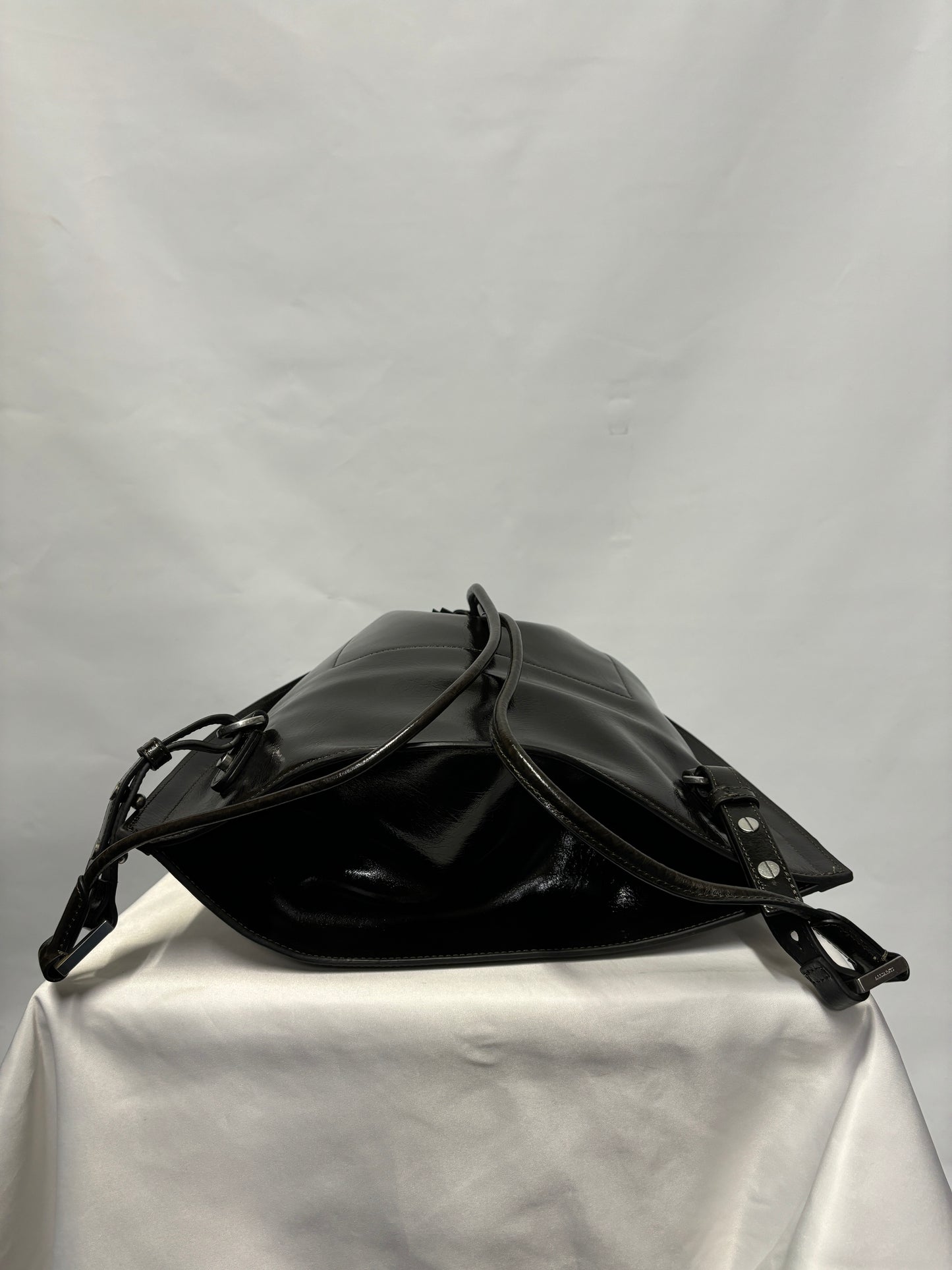 AllSaints Black Patent Leather Alpha Backpack BNWT