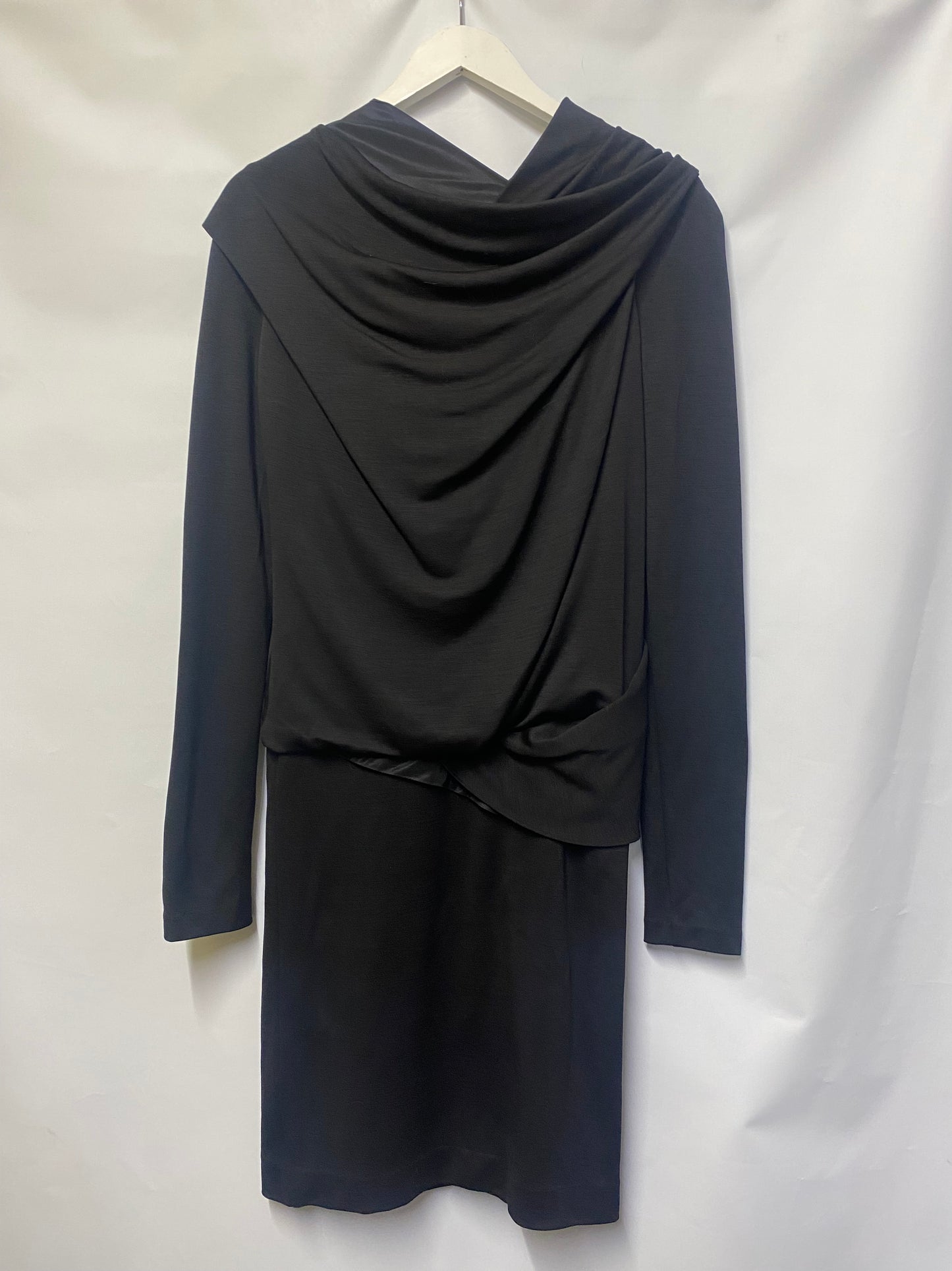 Balenciaga Black Wool and Silk Draped Dress 12