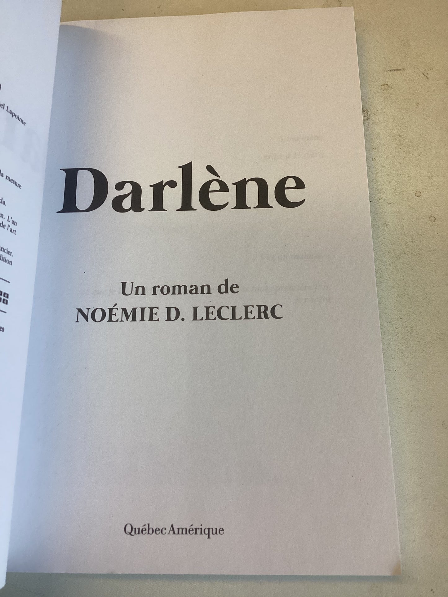 Darlene Un Roman De Noemie D Leclerc