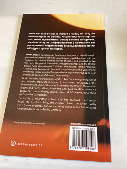 Sophokles Antigone Translated By Anne Carson