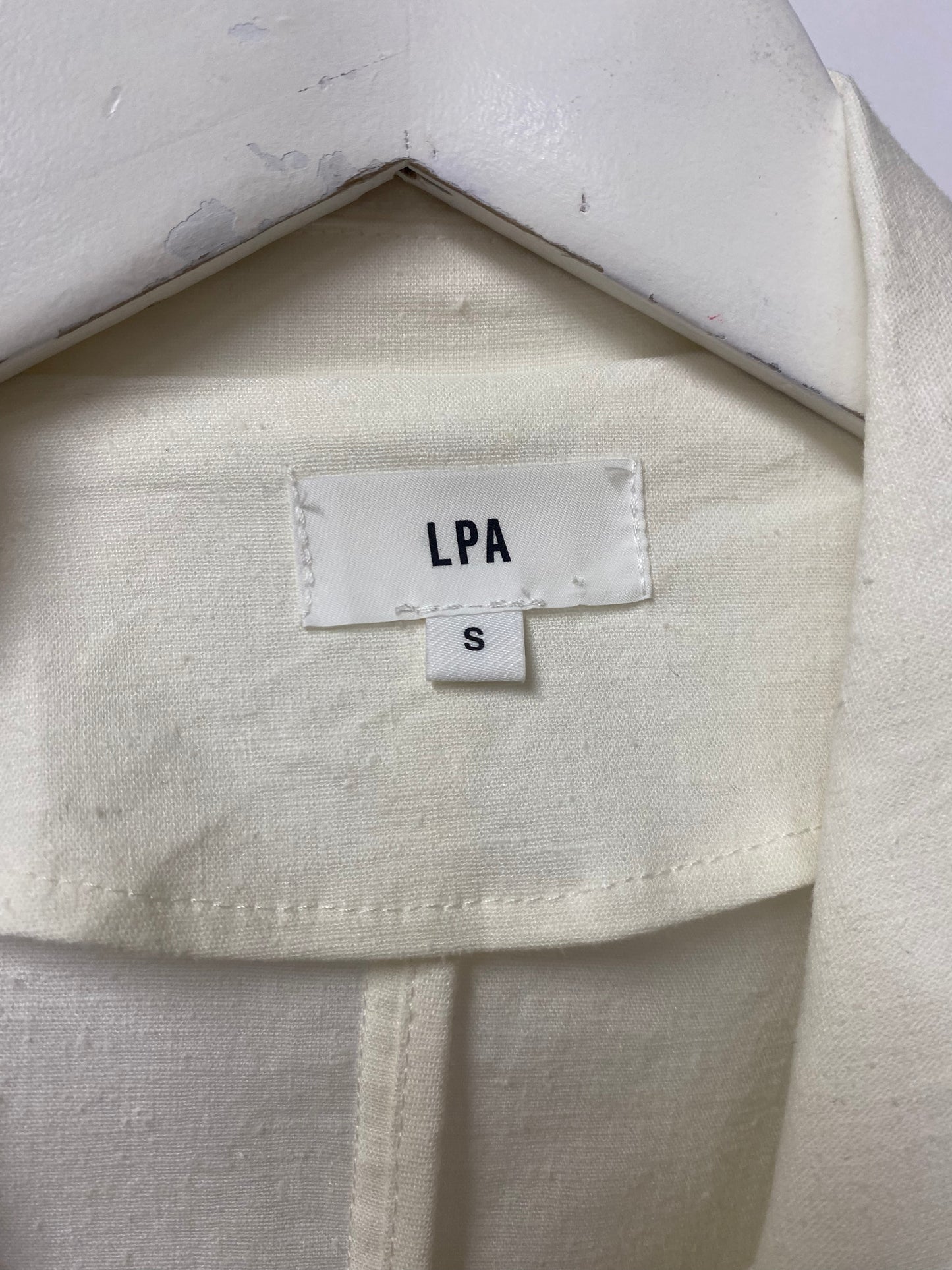 LPA Cream Linen Double Breasted Long Line Blazer Small