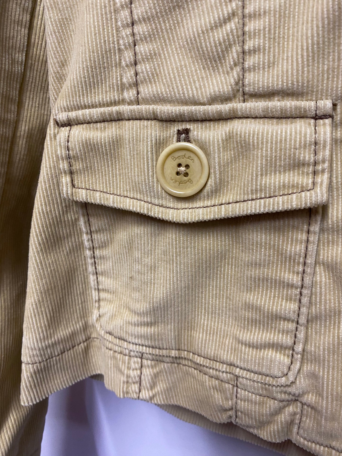 Boden Cream Cotton Corduroy Button Up Blazer Jacket 12 UK