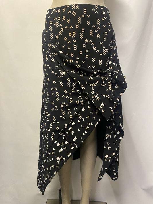 C/MEO Collective Black and White Patterned Wrap Skirt Small