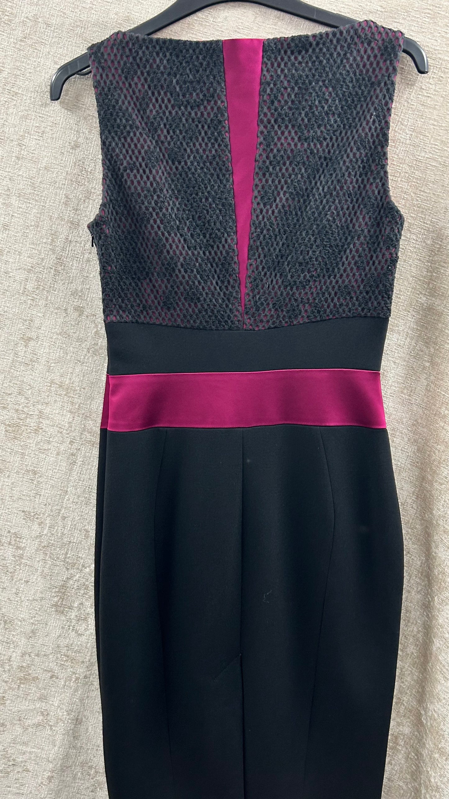 Karen Millen Bodycon Dress, black pink 10