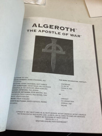 Mutant Chronicles RPG Algeroth The Apostle of War With The Heretic's Handbook