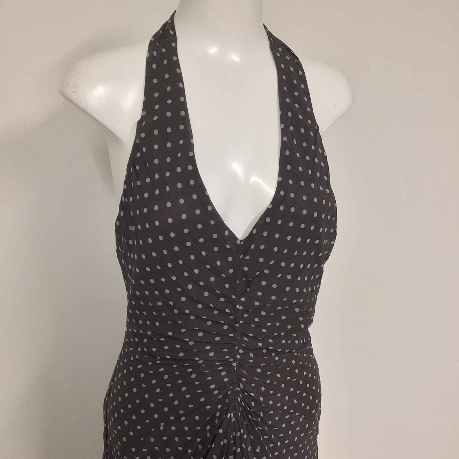 Coast Brown Blue Polka Dot Halterneck Dress Size 12 Shop for Shelter