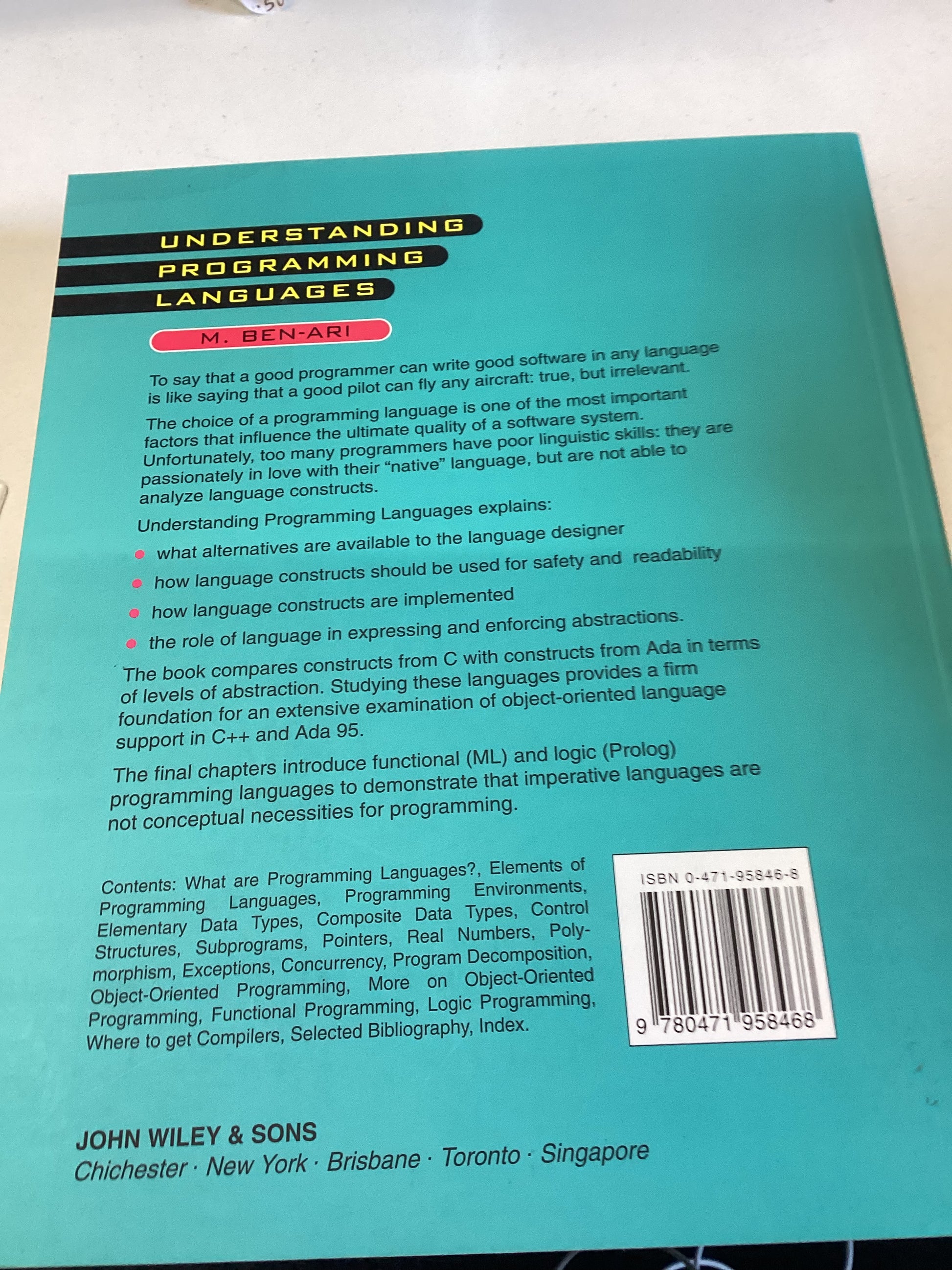 Understanding Programming Languages M Ben-Ari – Shop for Shelter