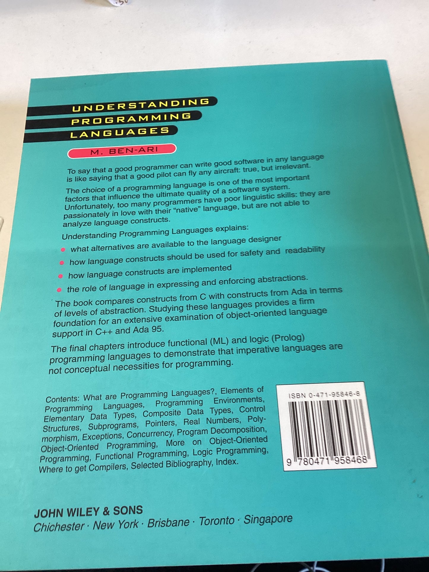 Understanding Programming Languages M Ben-Ari