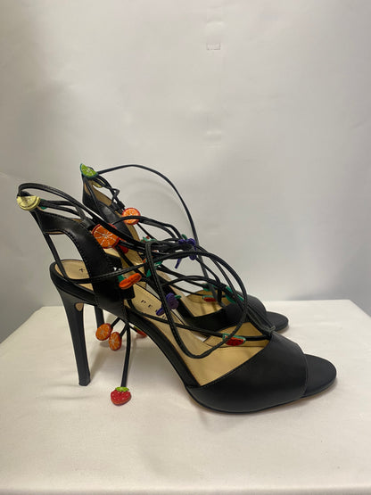 Katy Perry Carmer Nappa Black Fruit Strappy Heels UK 6